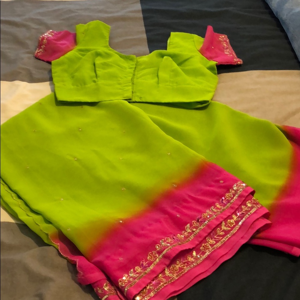 Lime green and pink sari!